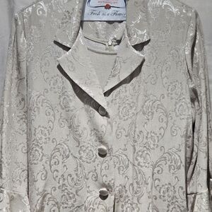 SZ 16. 2 PC DRESS & JACKET BY COLDWATER CREEK 3/4 RUFFLE SLEEVE CHAMPAGNE